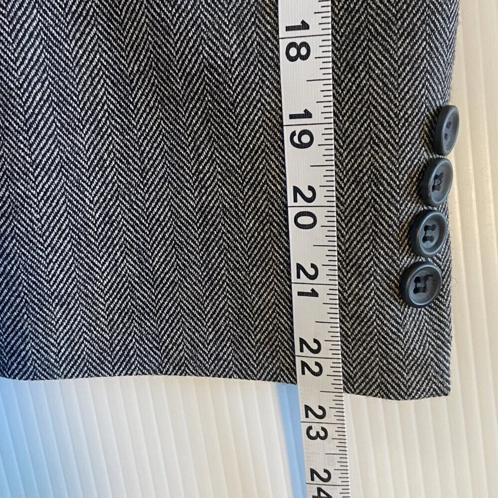 Joseph & Feiss Gold Sport Coat Mens 42 S‎ Lambswool Gray Herringbone Blazer